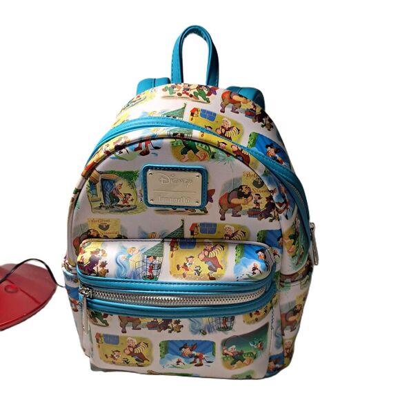 Disney Loungefly Pinocchio Little Golden Book Scenes Mini Backpack Book Bag
